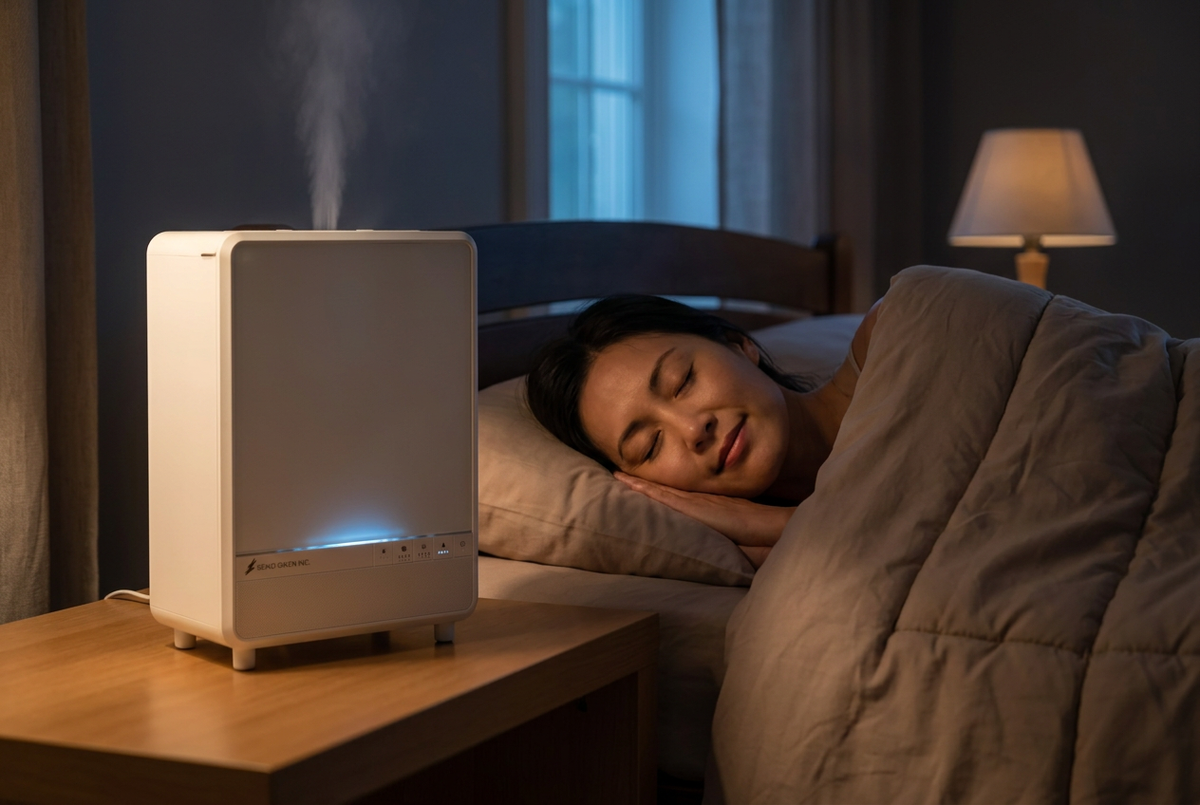 UX4 with soft blue light beside a sleeping woman